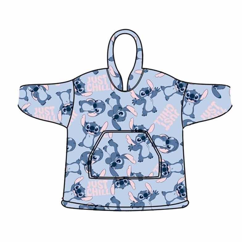 Poncho Stitch coral tamanho adulto