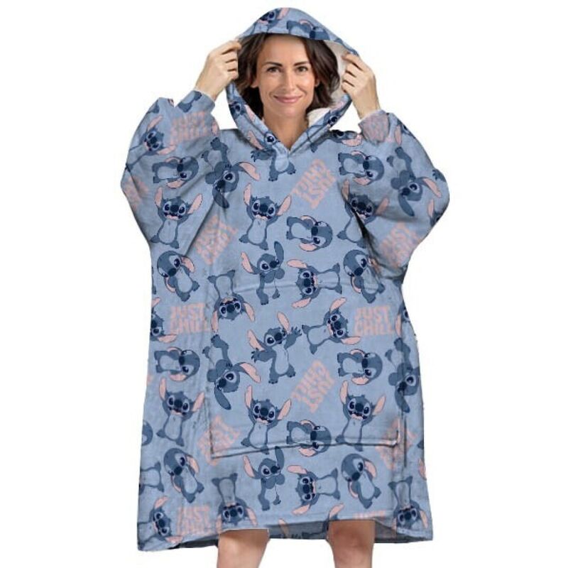 Poncho Stitch coral tamanho adulto