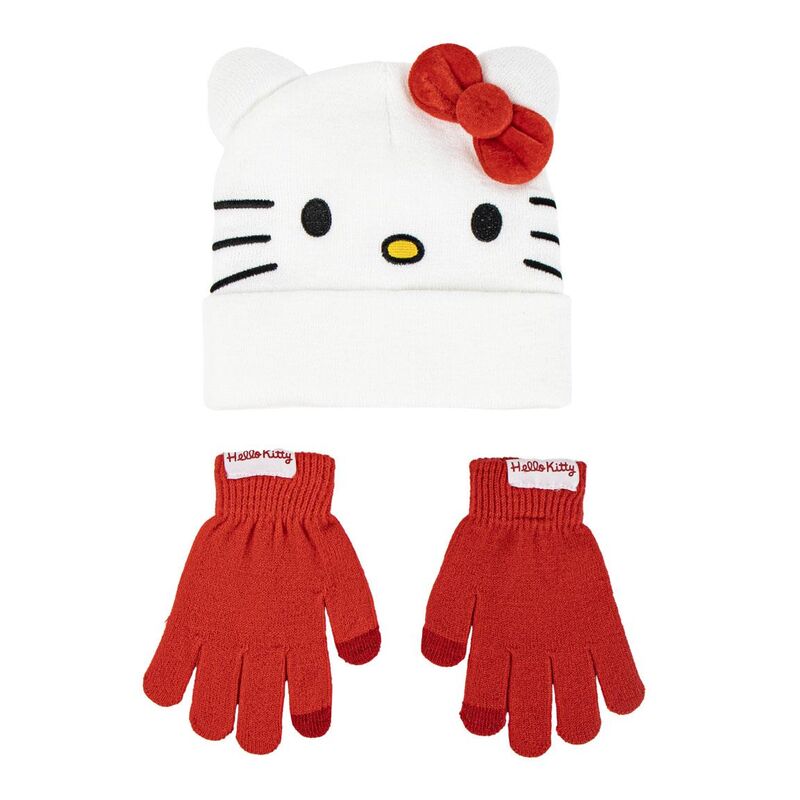 Conjunto de gorro e luvas da Hello Kitty
