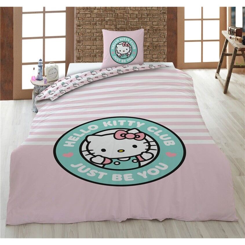 Capa de edredão Hello Kitty para cama de 90cm em algodão e poliéster