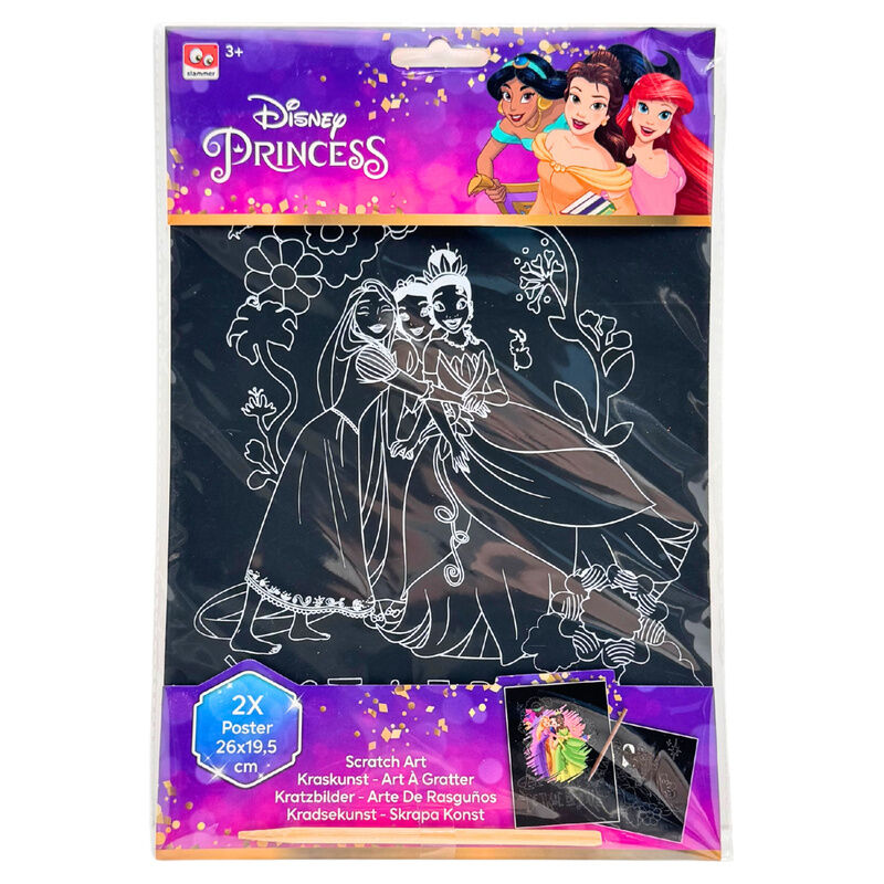 Conjunto de artigos de papelaria para raspar das Princesas Disney