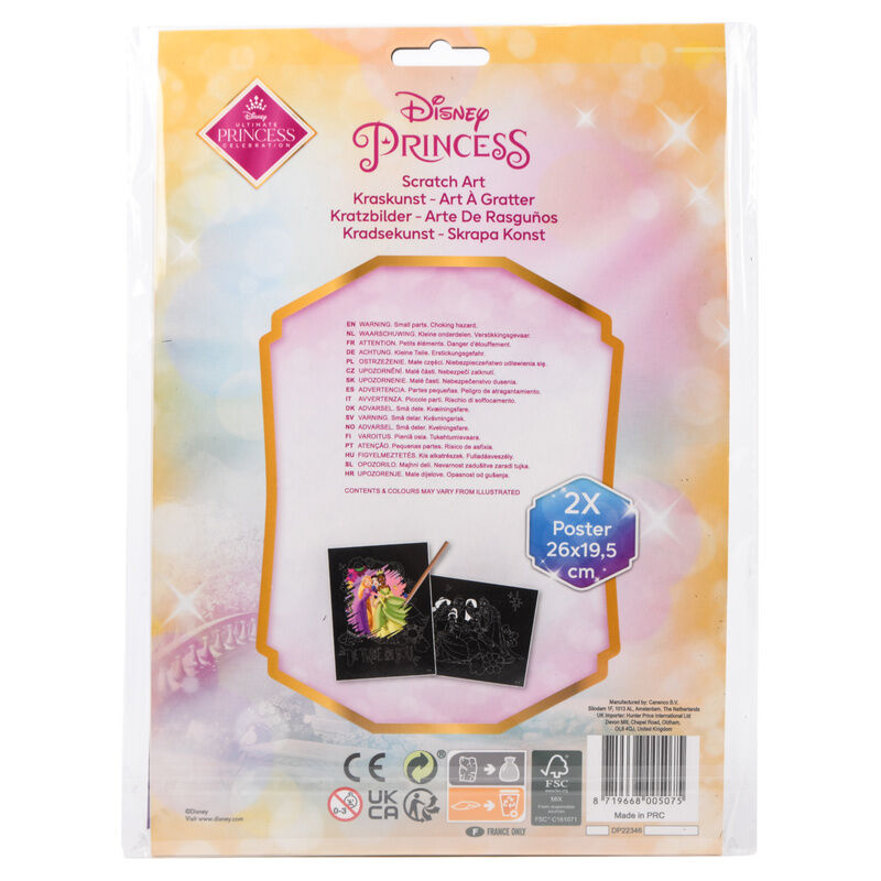 Conjunto de artigos de papelaria para raspar das Princesas Disney