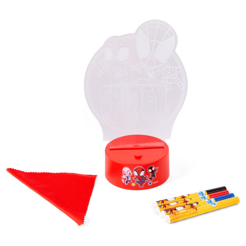 Página para colorear de Spidey con figura iluminada por LED