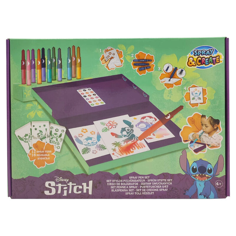 Conjunto de aerógrafo e stencil do Stitch da Disney
