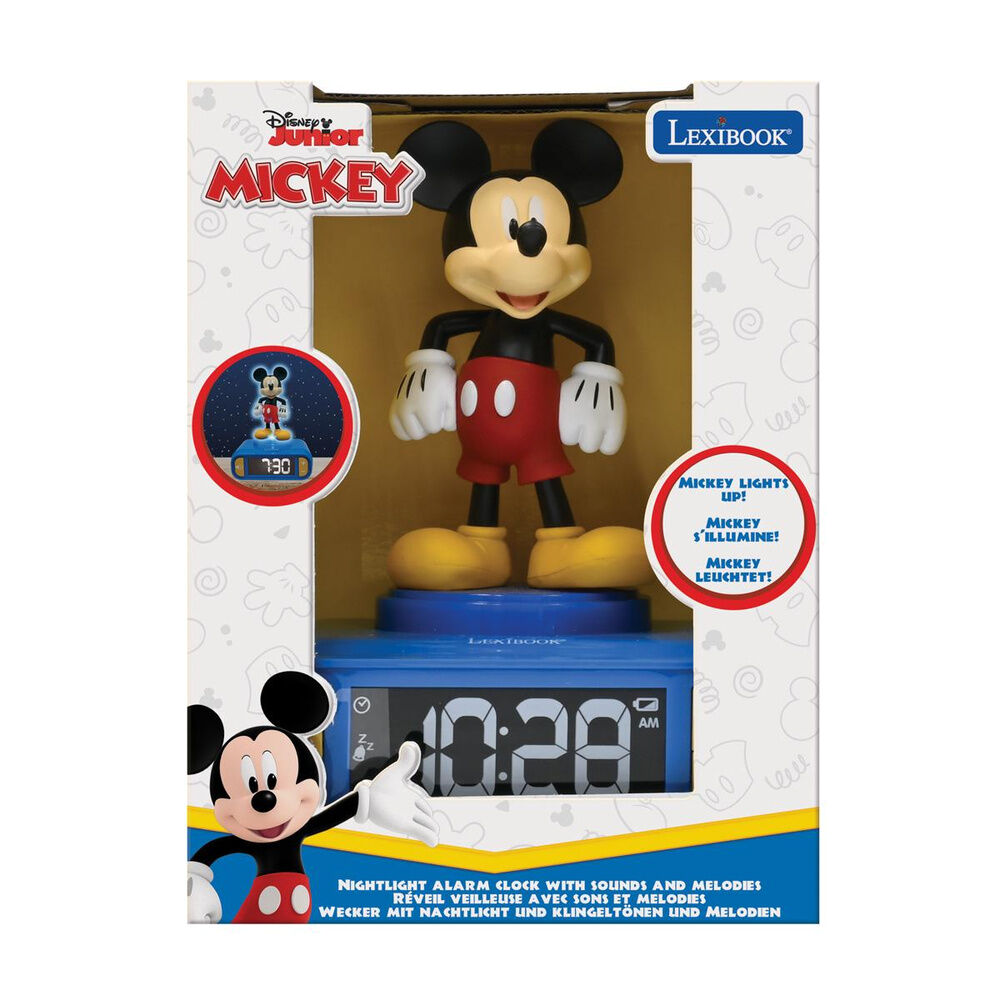 Relógio despertador com luz de presença 3D do Mickey Mouse da Disney
