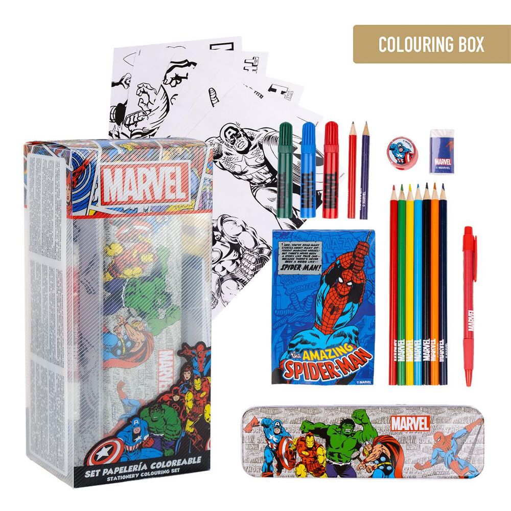 Conjunto papelaria colorir Avengers Marvel