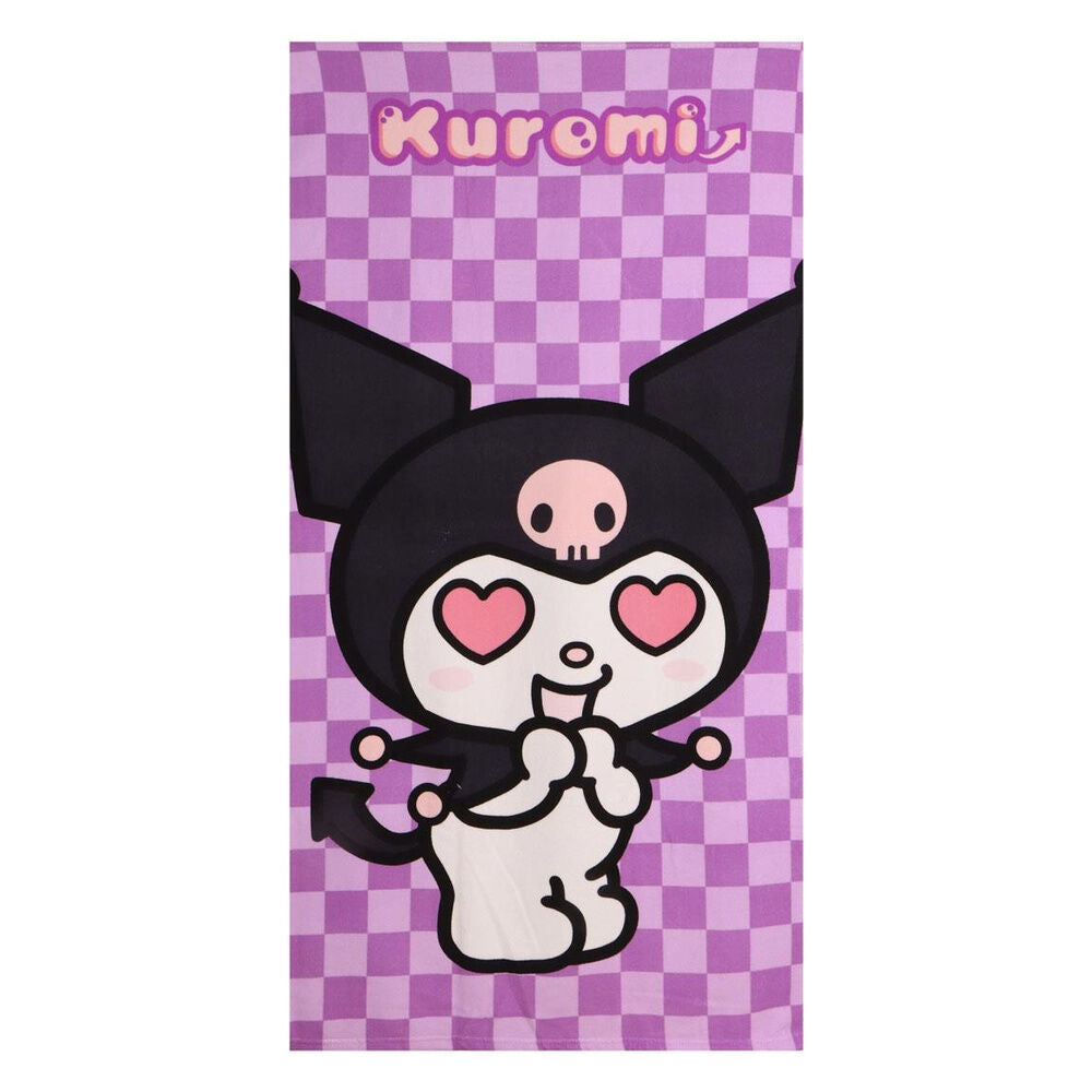 Toalha Kuromi Hello Kitty microfibra