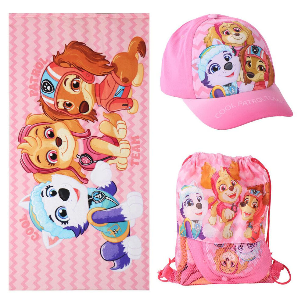 Conjunto de toalha + saco + chapéu Patrulha Pata