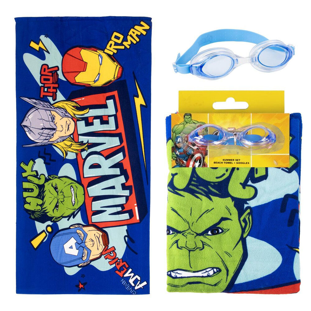 Conjunto toalha + óculos de natação Avengers Marvel