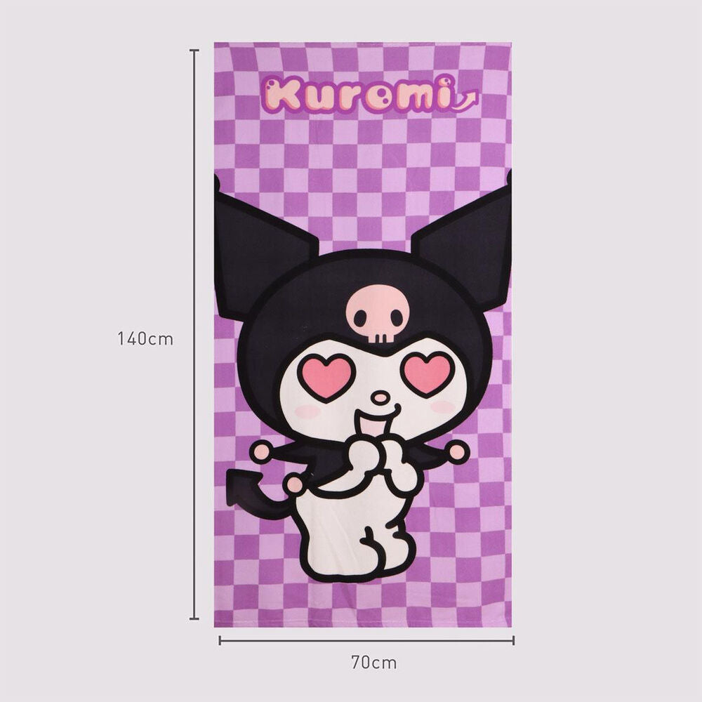 Toalha Kuromi Hello Kitty microfibra