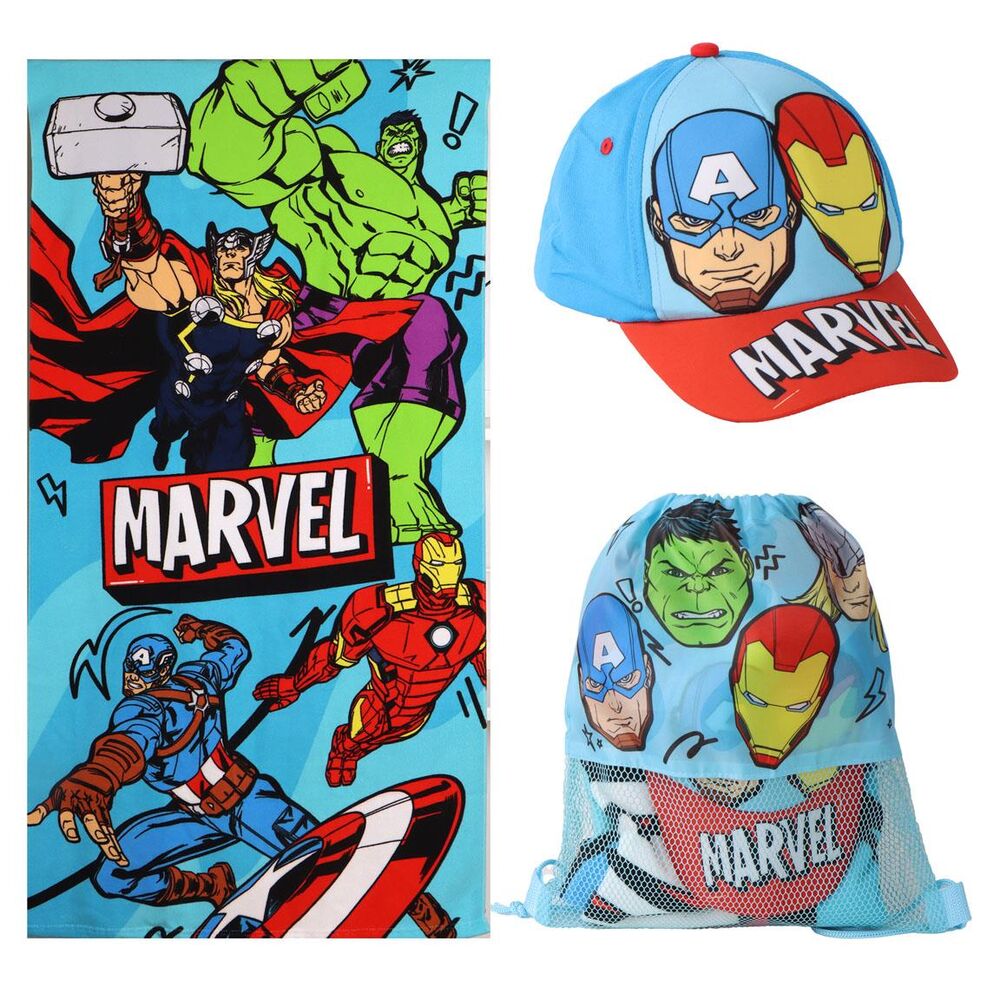 Conjunto de toalha + saco + chapéu Avengers Marvel