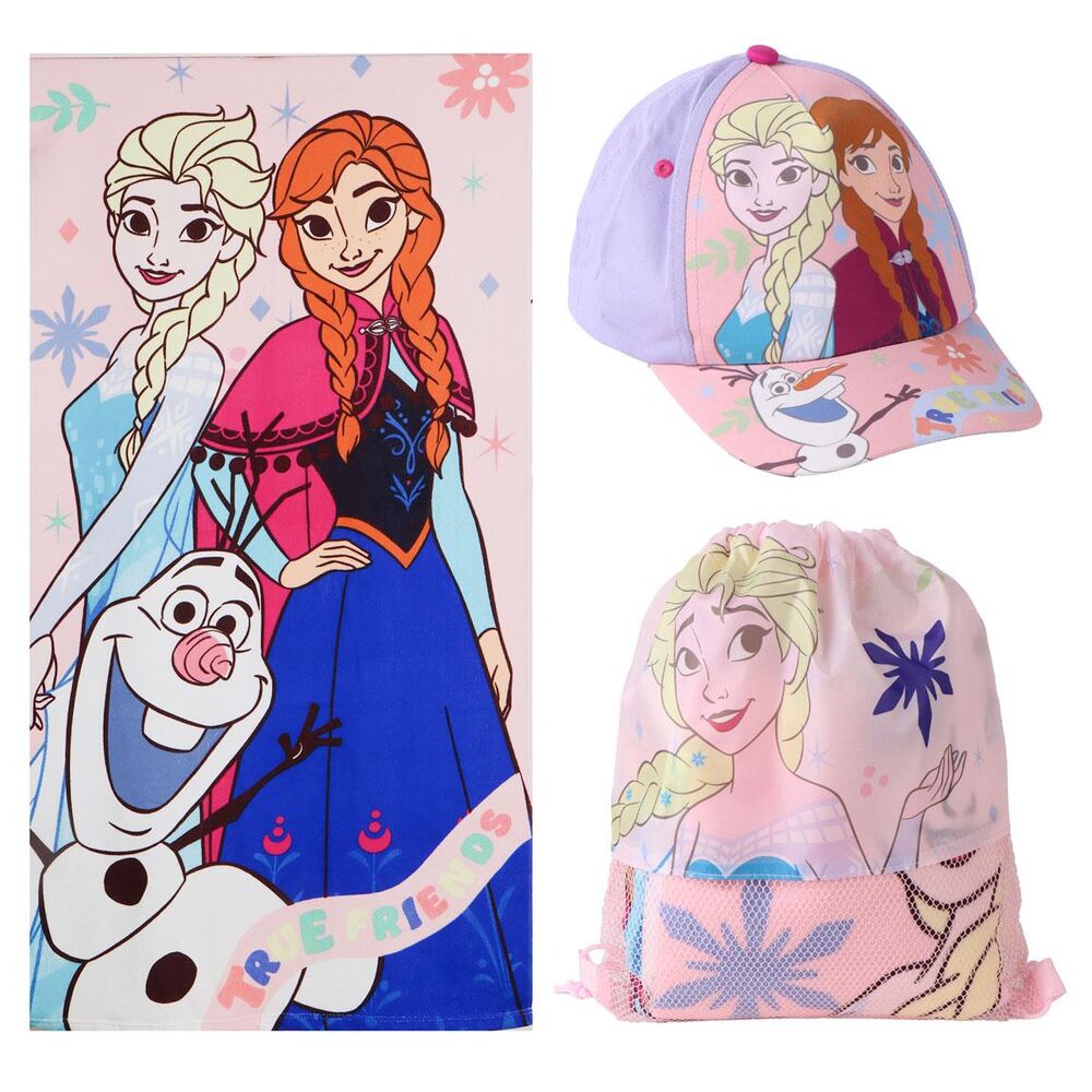 Conjunto de toalha + saco + chapéu Frozen Disney