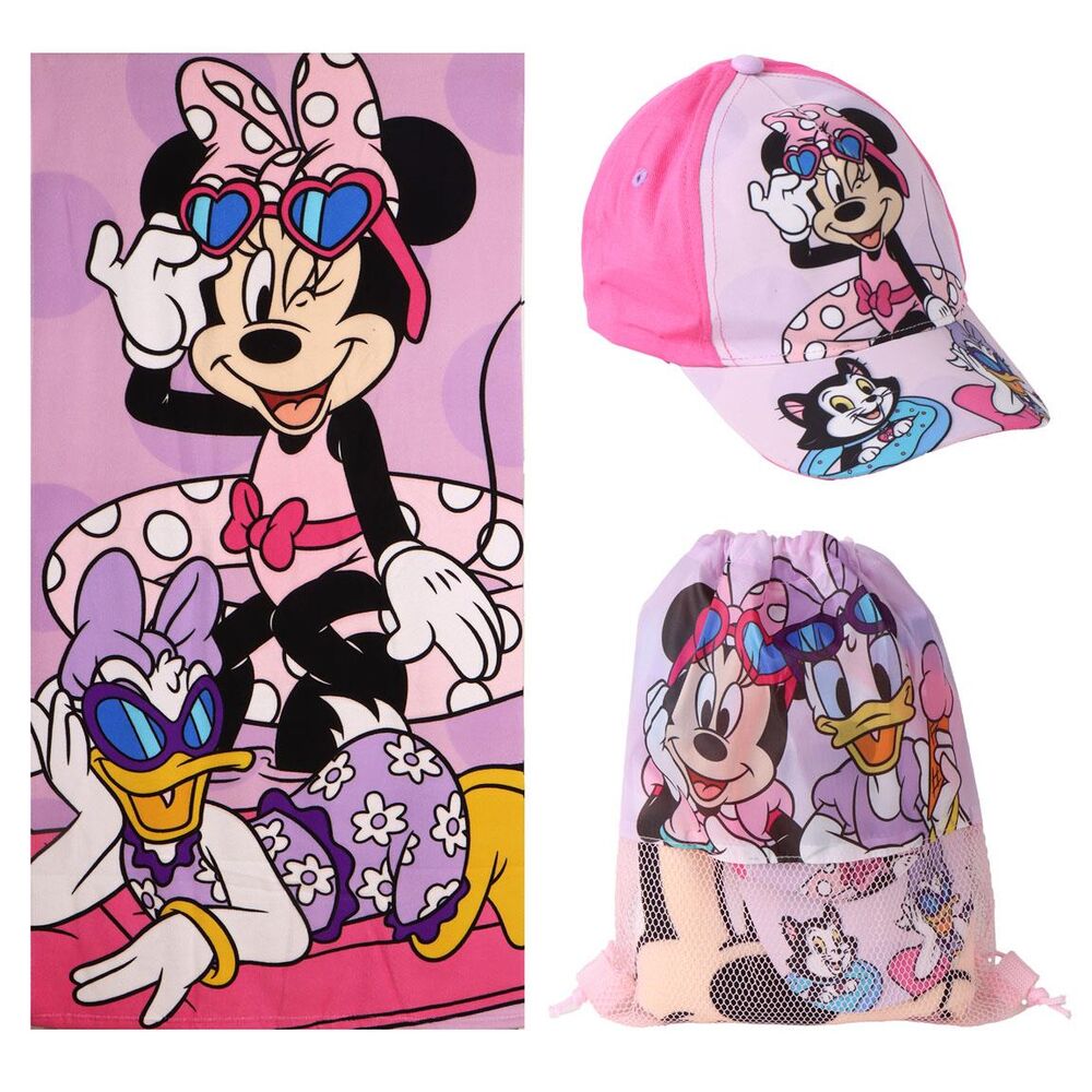 Set of Minnie Disney towel + bag + hat