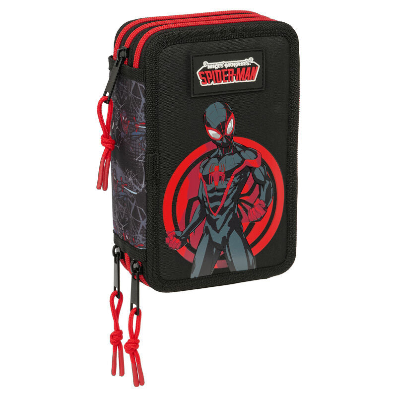 Estojo triplo Miles Morales Spiderman Marvel 37 peças
