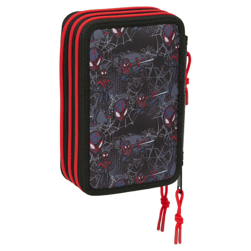 Estojo triplo Miles Morales Spiderman Marvel 37 peças