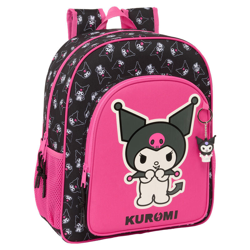 Mochila Kuromi Hello Kitty ajustável até 38 cm