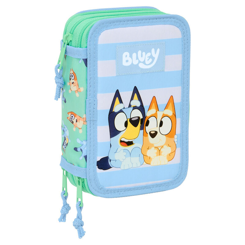 Triple pencil case Sisters Bluey with 37 pieces