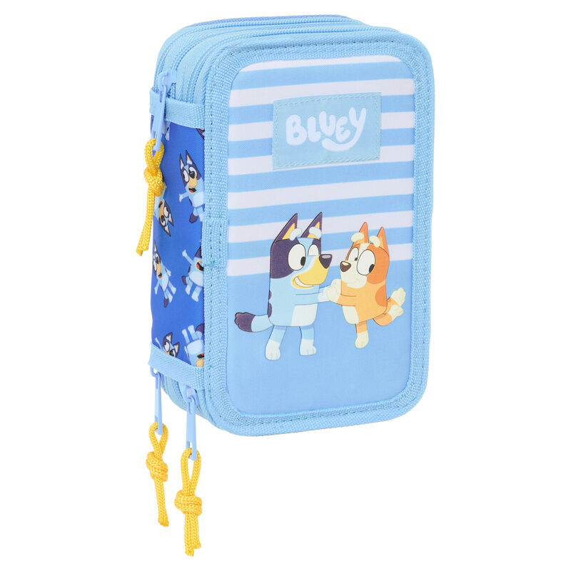 Let's Play Bluey Triple Pencil Case with 37 pieces