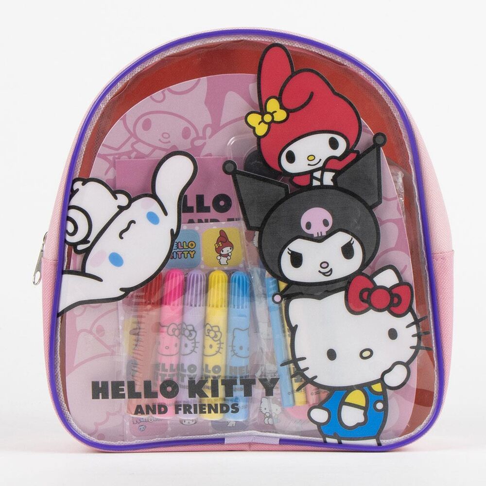 Conjunto de artigos de papelaria para colorir com mochila Hello Kitty and Friends