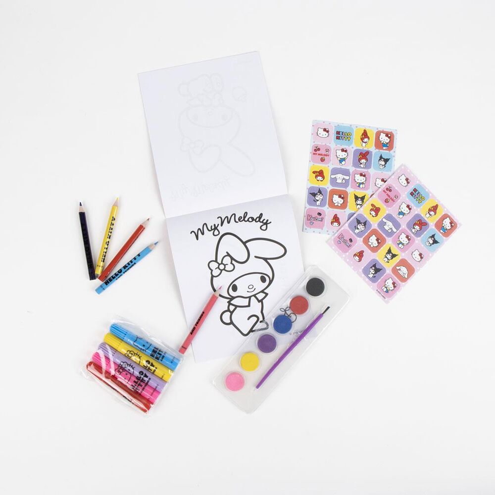 Conjunto de artigos de papelaria para colorir com mochila Hello Kitty and Friends