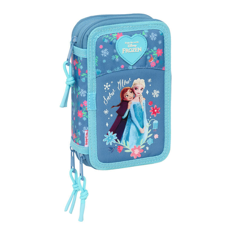 Estojo triplo Frozen Disney para lápis 37 peças