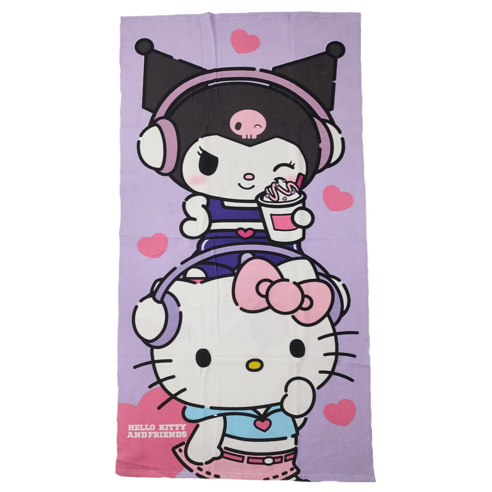 Toalha Kuromi Hello Kitty microfibra