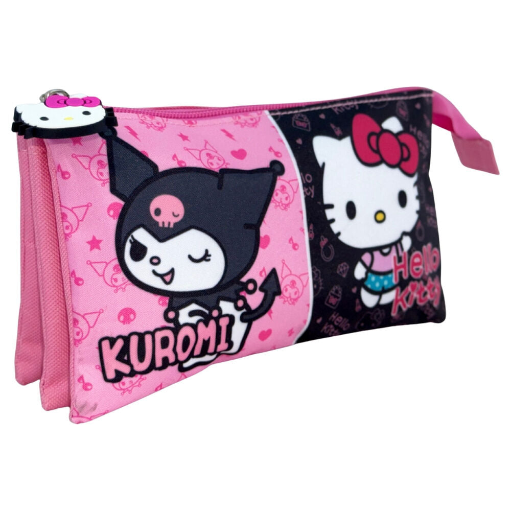 Estojo triplo Kuromi & Hello Kitty