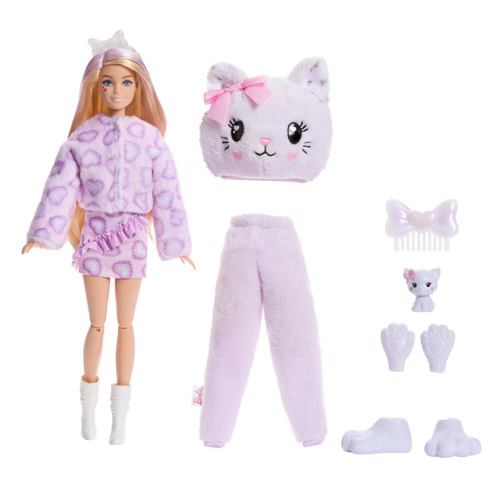 Boneca Gatinho Lilás Cutie Reveal Laços Doces Barbie