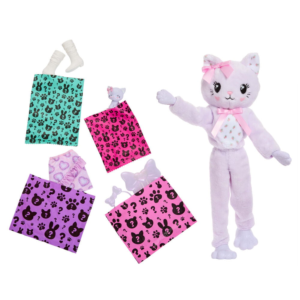 Boneca Gatinho Lilás Cutie Reveal Laços Doces Barbie
