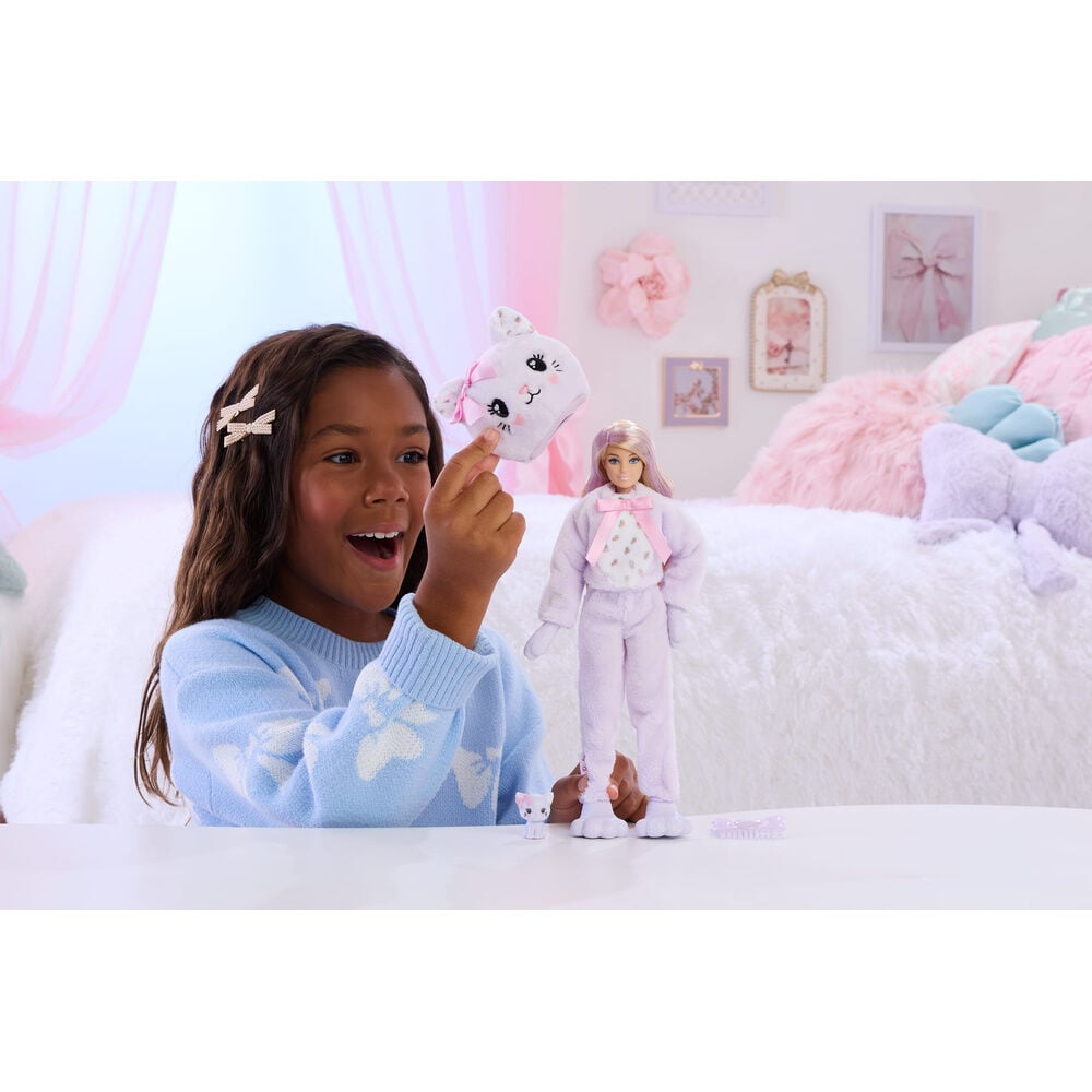 Boneca Gatinho Lilás Cutie Reveal Laços Doces Barbie