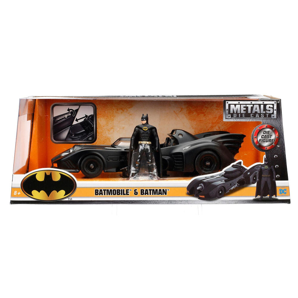 Conjunto figura Batman + Carro Batman Batmobile metal DC Comics