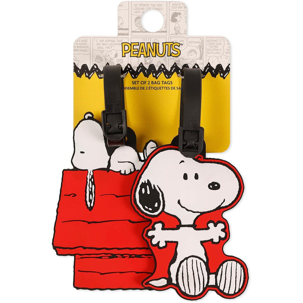 Conjunto de 2 etiquetas de bagagem do Snoopy e dos Peanuts