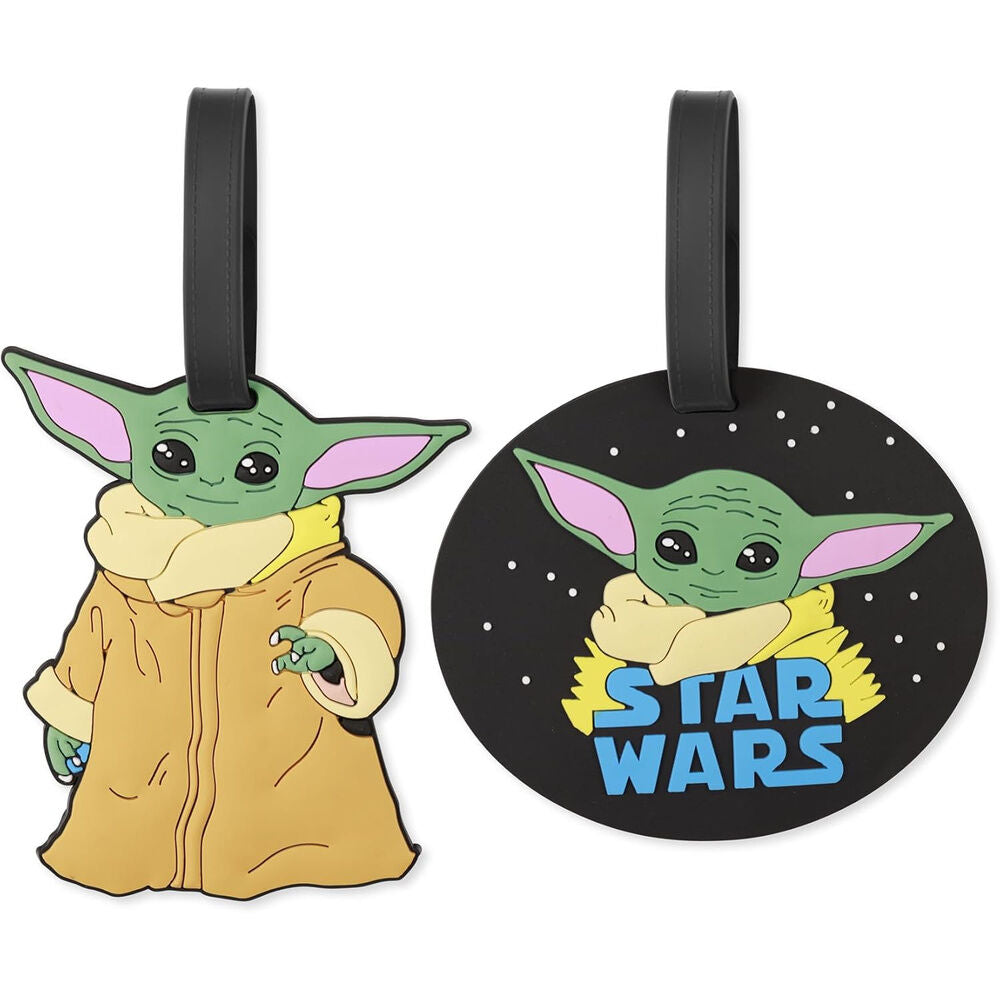 Conjunto de 2 etiquetas de bagagem Grogu, inspiradas em The Mandalorian e Star Wars.