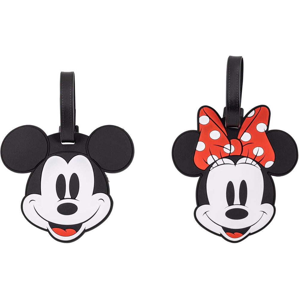 Conjunto de 2 etiquetas de bagagem Disney do Mickey e da Minnie
