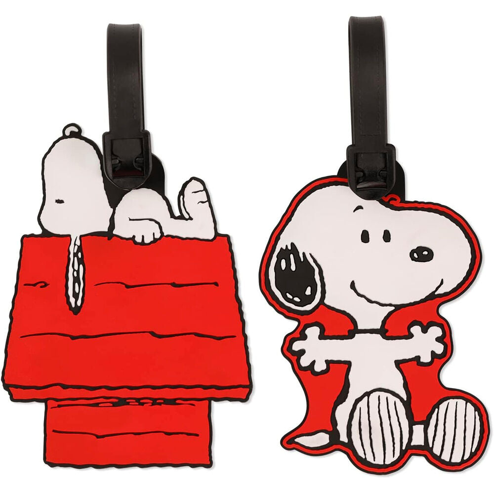 Conjunto de 2 etiquetas de bagagem do Snoopy e dos Peanuts
