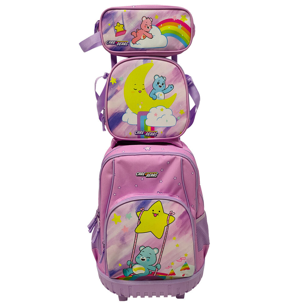 Conjunto de Trolley 50cm + lancheira + estojo Ursos Amorosos