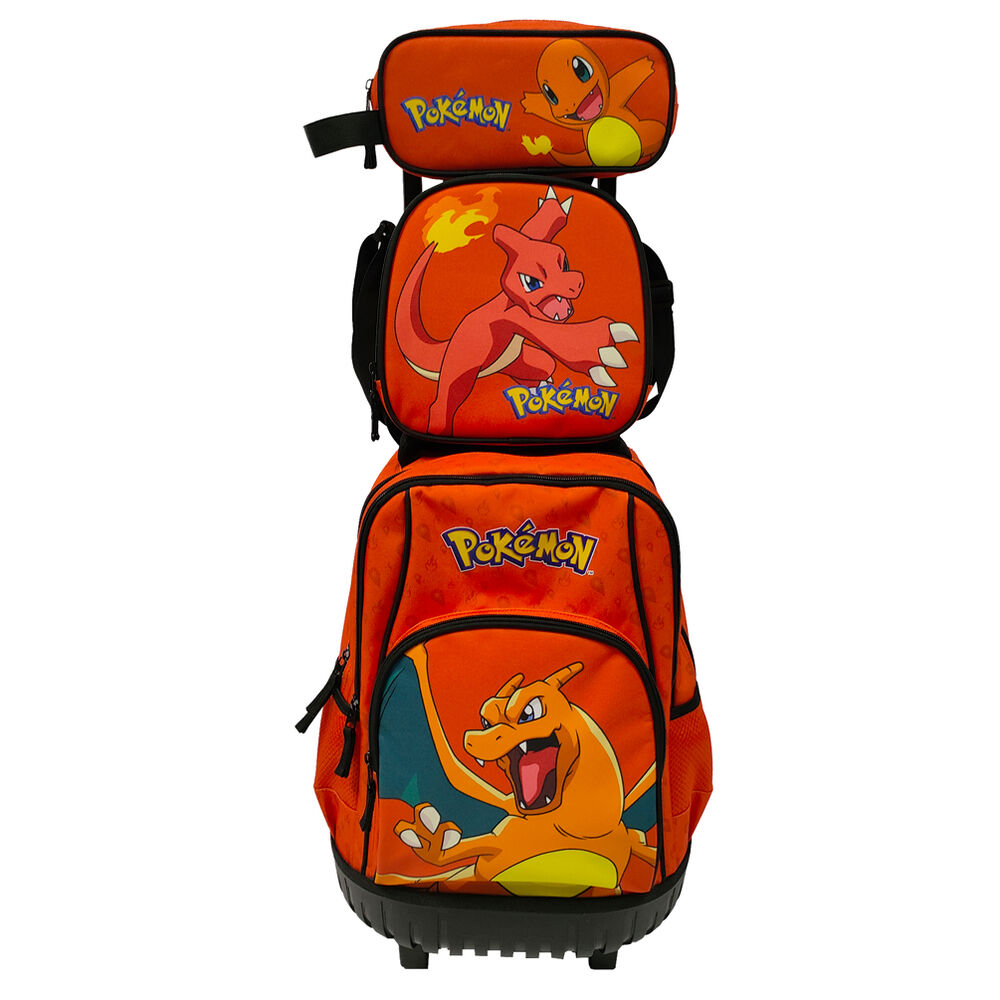 Conjunto de Trolley 50cm + lancheira + estojo Pokemon