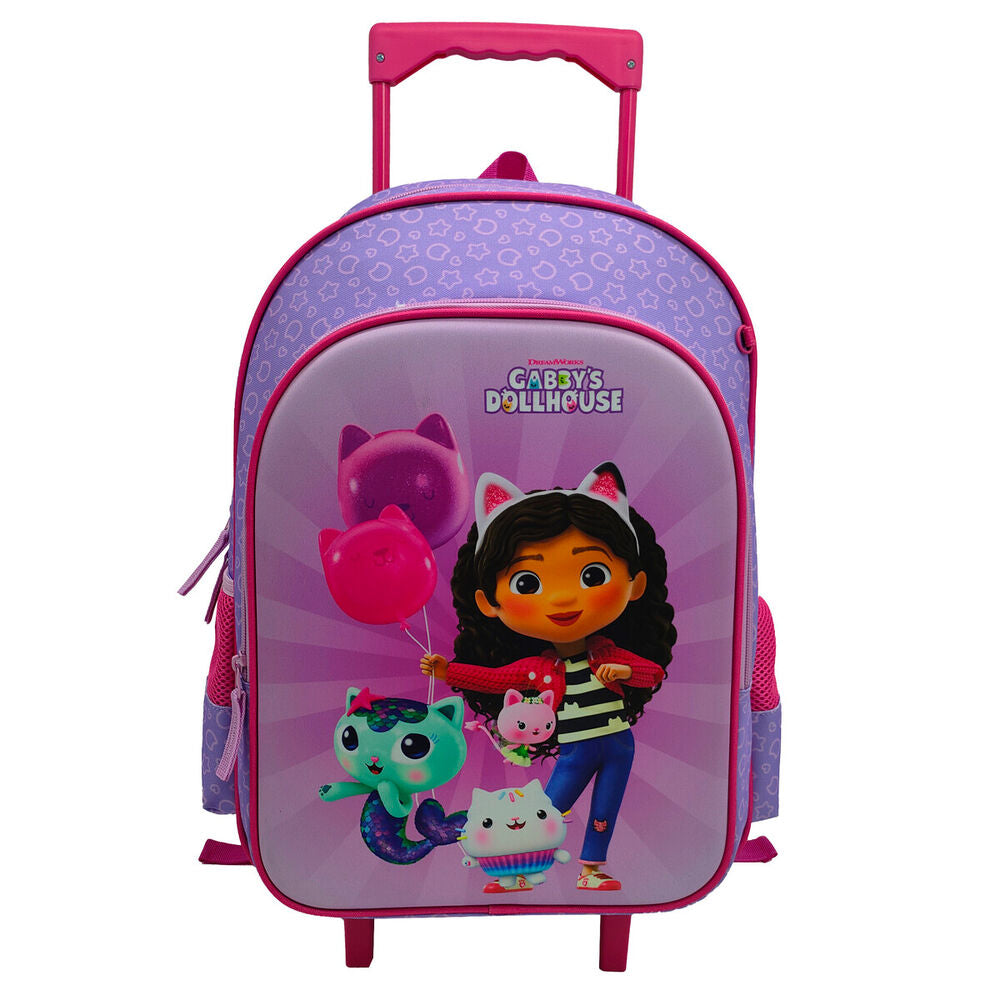 Conjunto de Trolley 43cm + lancheira + estojo Gabby´s Dollhouse