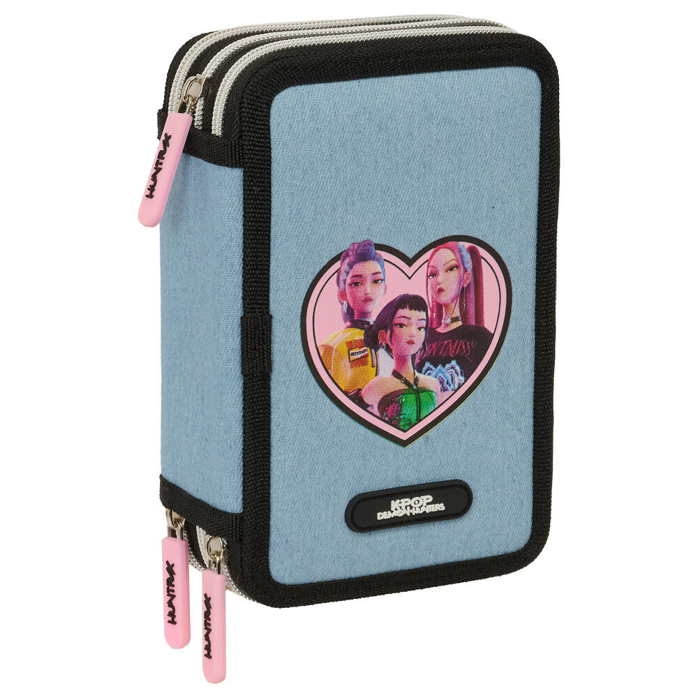 Triple pencil case Huntrix K-POP Demon Hunters with 37 pieces