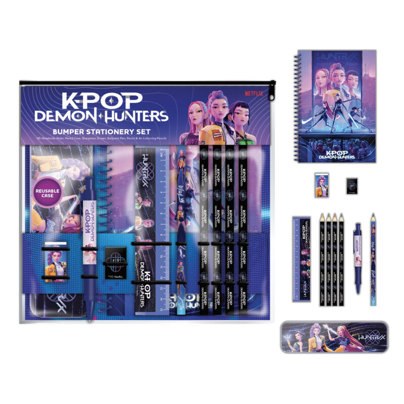 Conjunto papelaria caderno A5 K-POP Demon Hunters