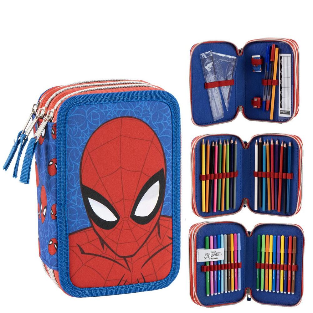 Estuche triple Spiderman Marvel completo
