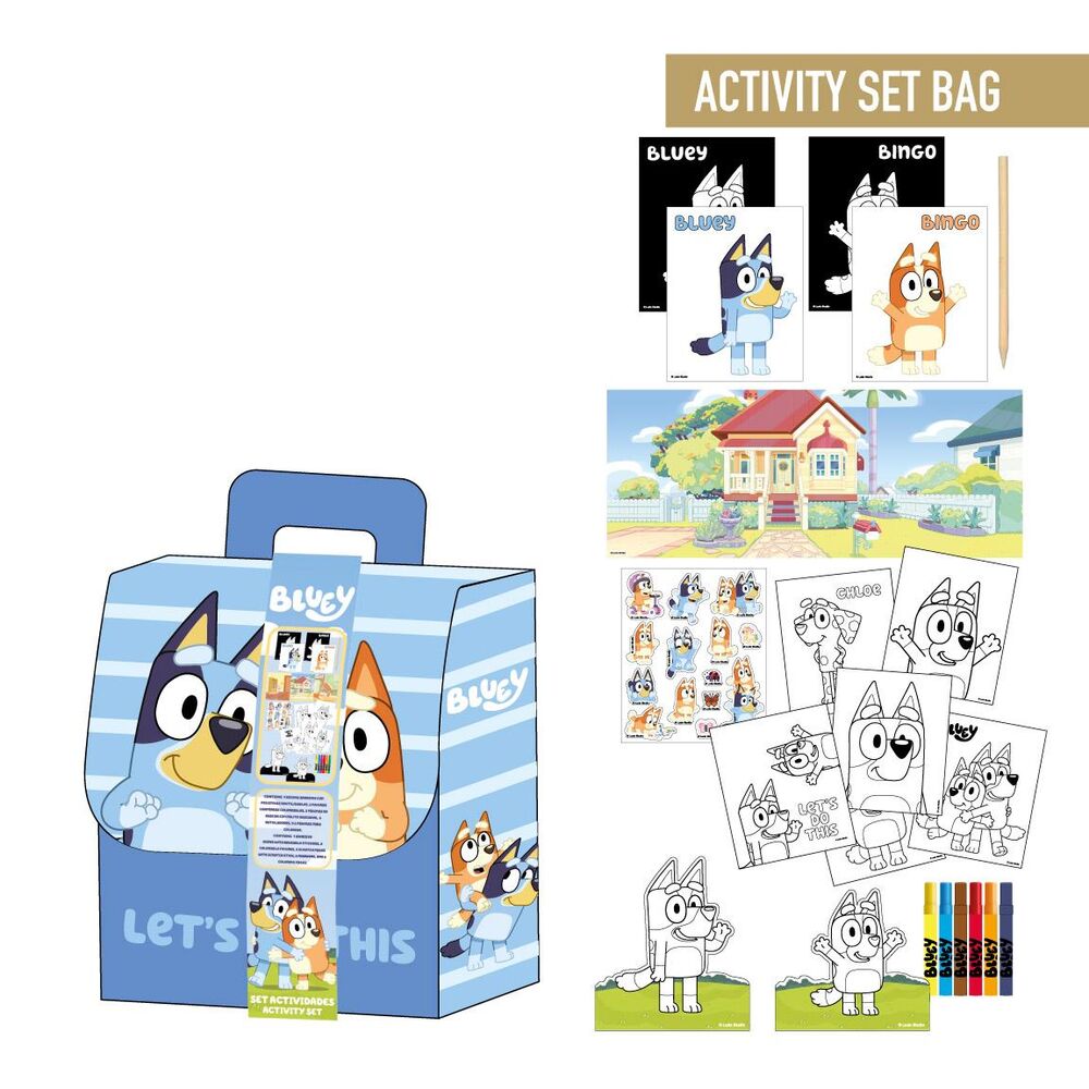 Conjunto de mochila Bluey para colorir