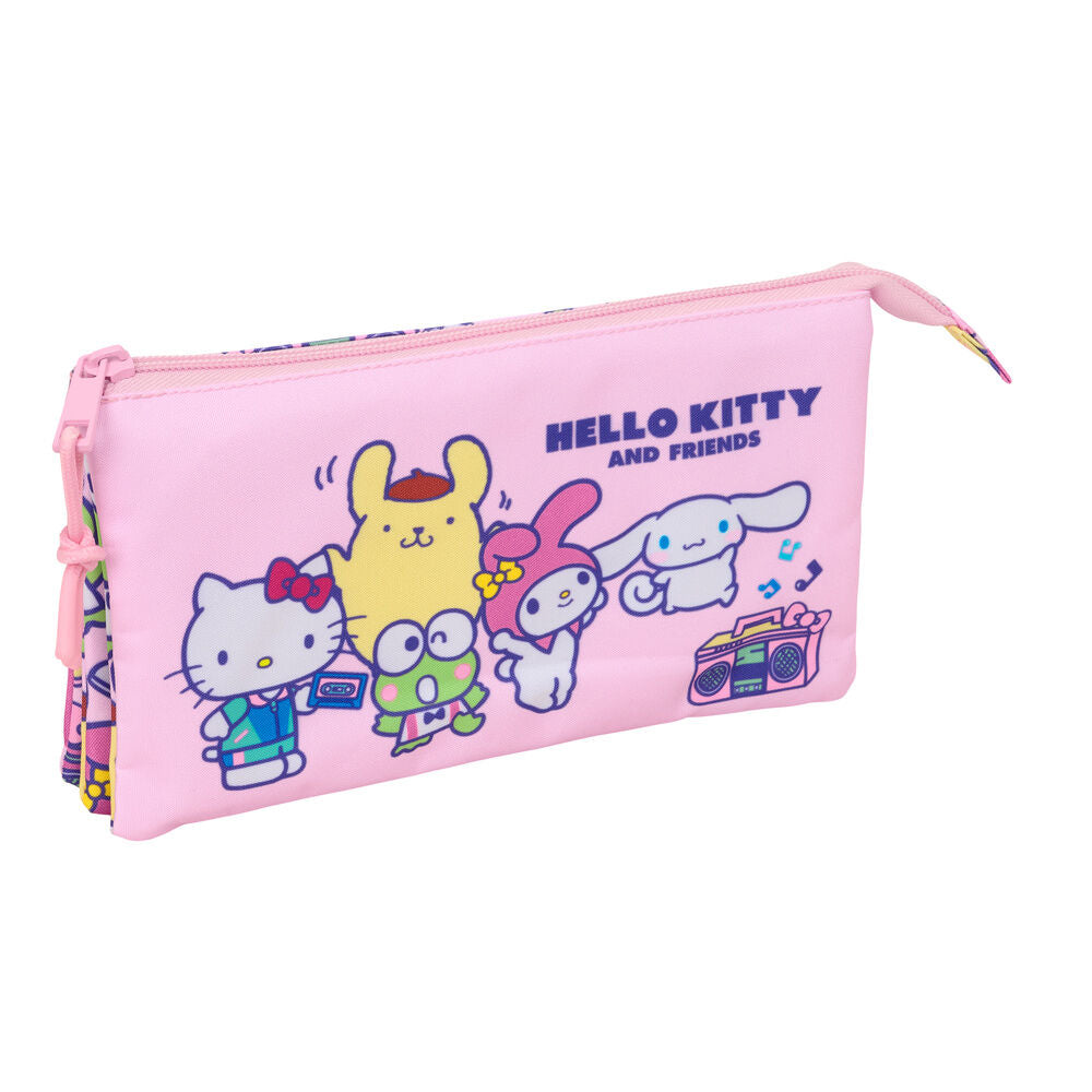 Estojo triplo Hello Kitty & Friends