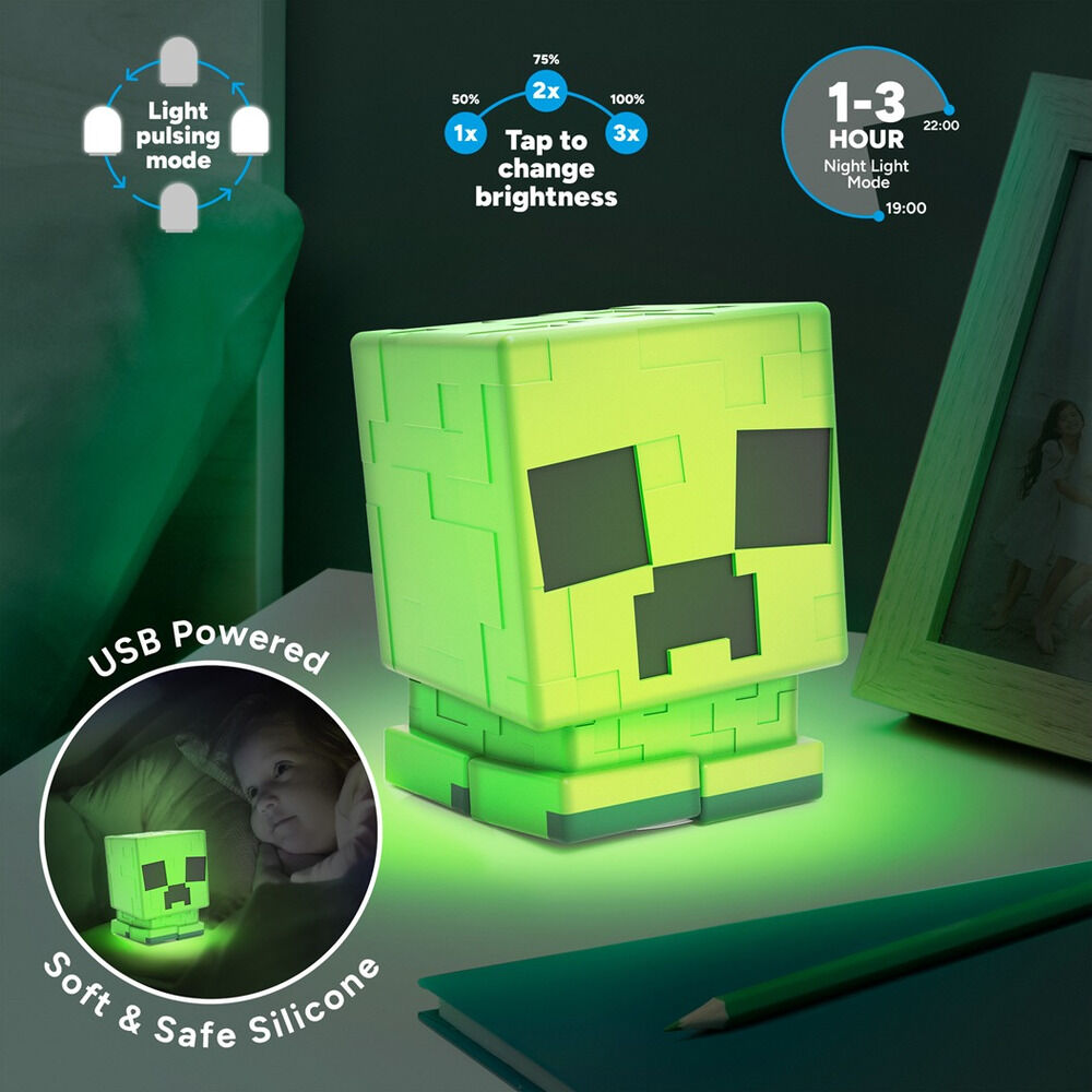 Candeeiro silicone Creeper SquishyGlo Minecraft