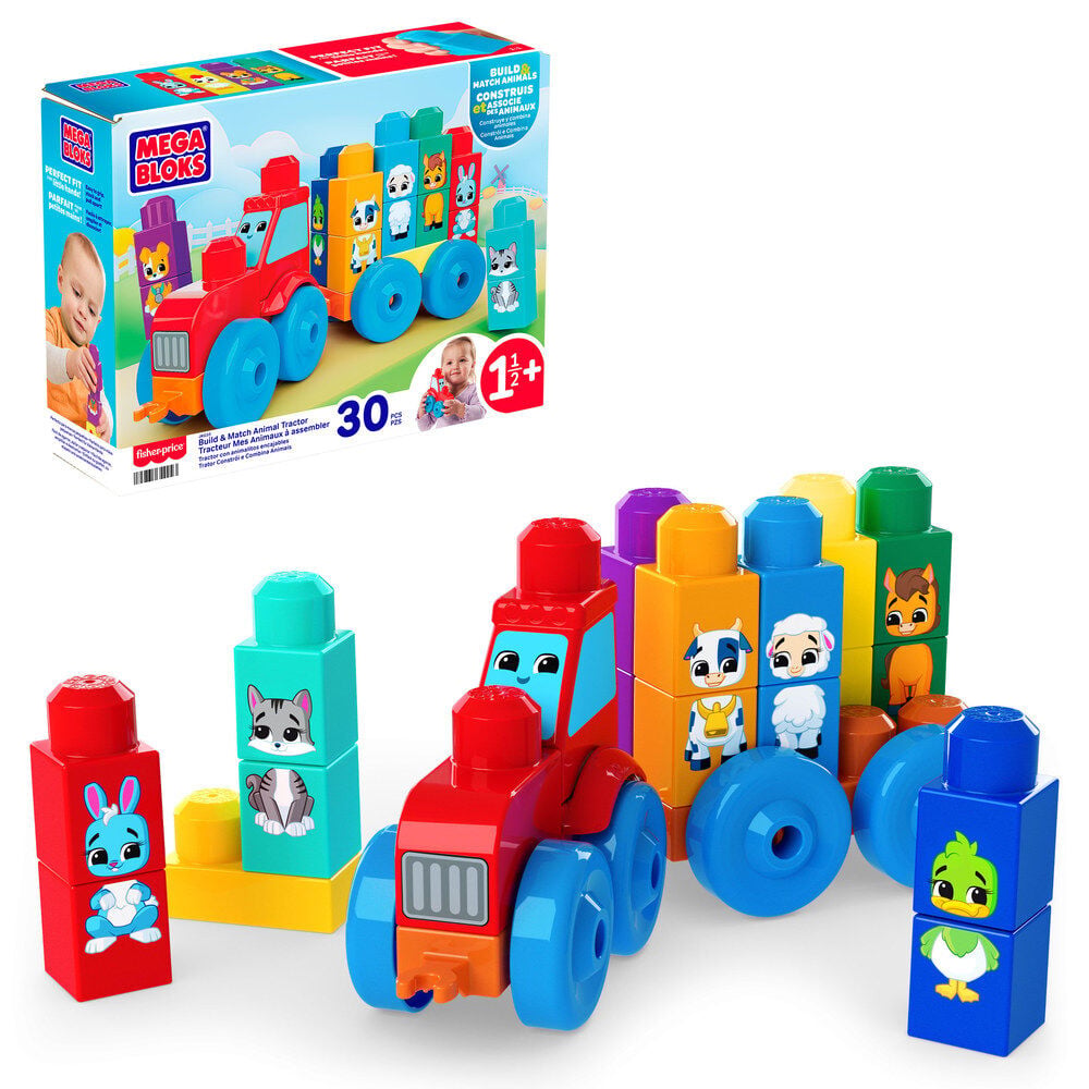 Trator com Animais de Encaixar MEGA BLOKS – 30 Peças
