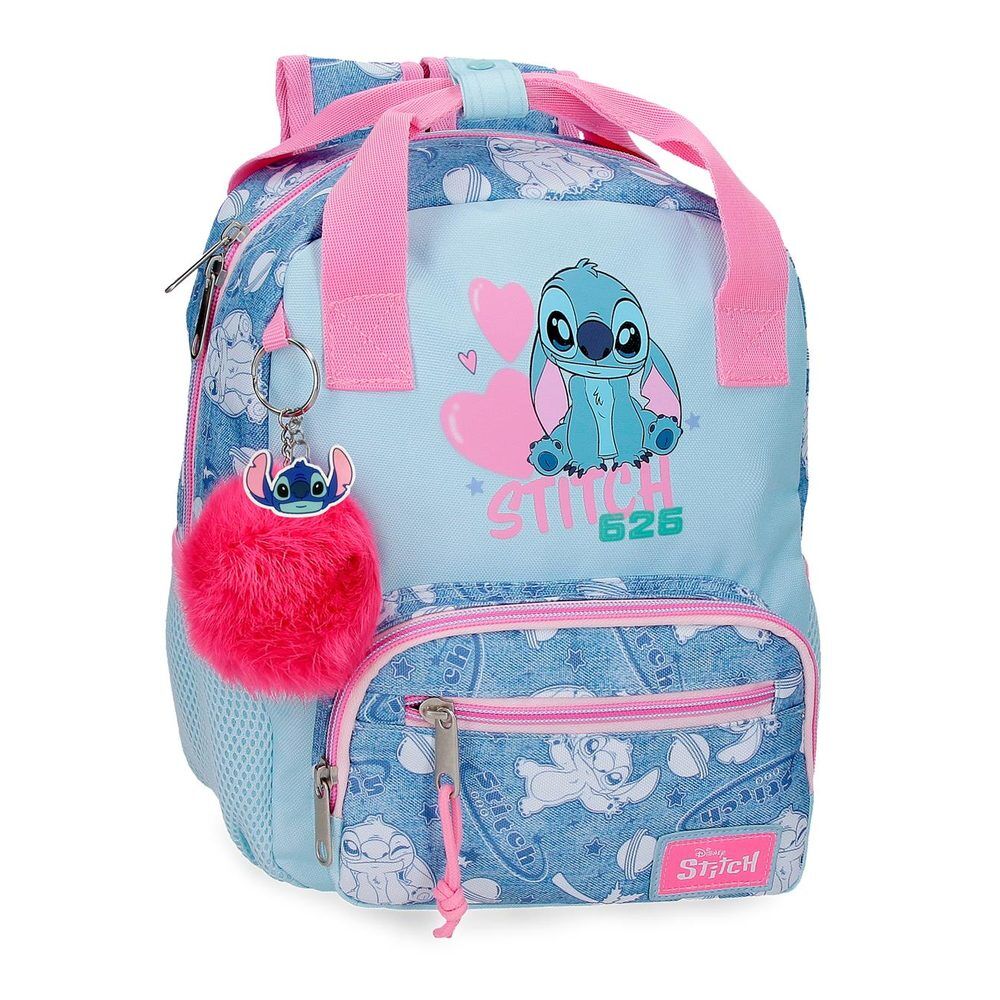 Mochila Hearts Stitch Disney 28cm adaptável