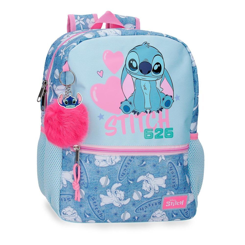 Mochila Hearts Stitch Disney 33cm adaptável