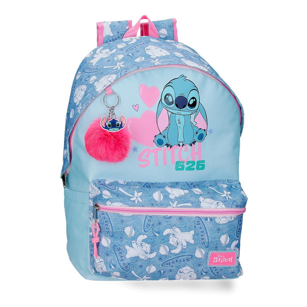 Mochila Hearts Stitch Disney 44cm adaptável