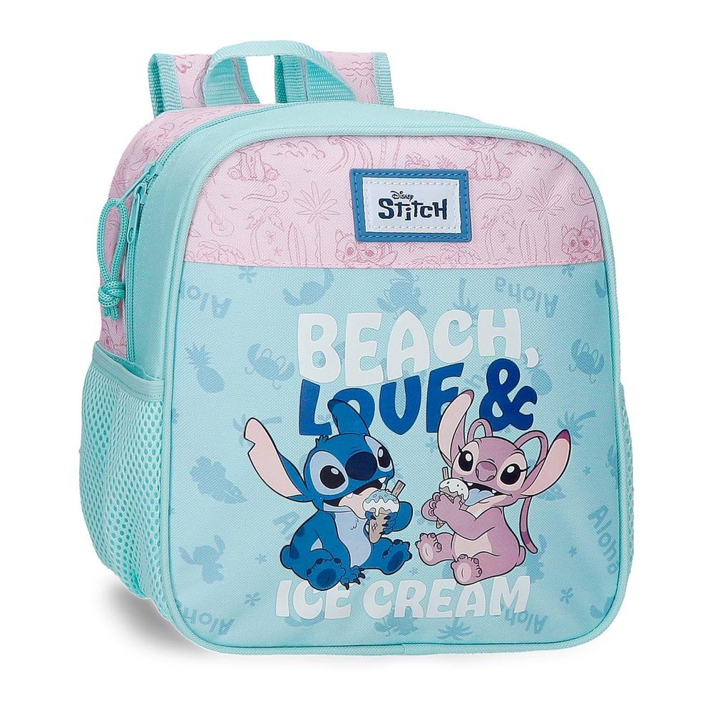 Mochila Beach & Love Stitch Disney 25cm adaptável
