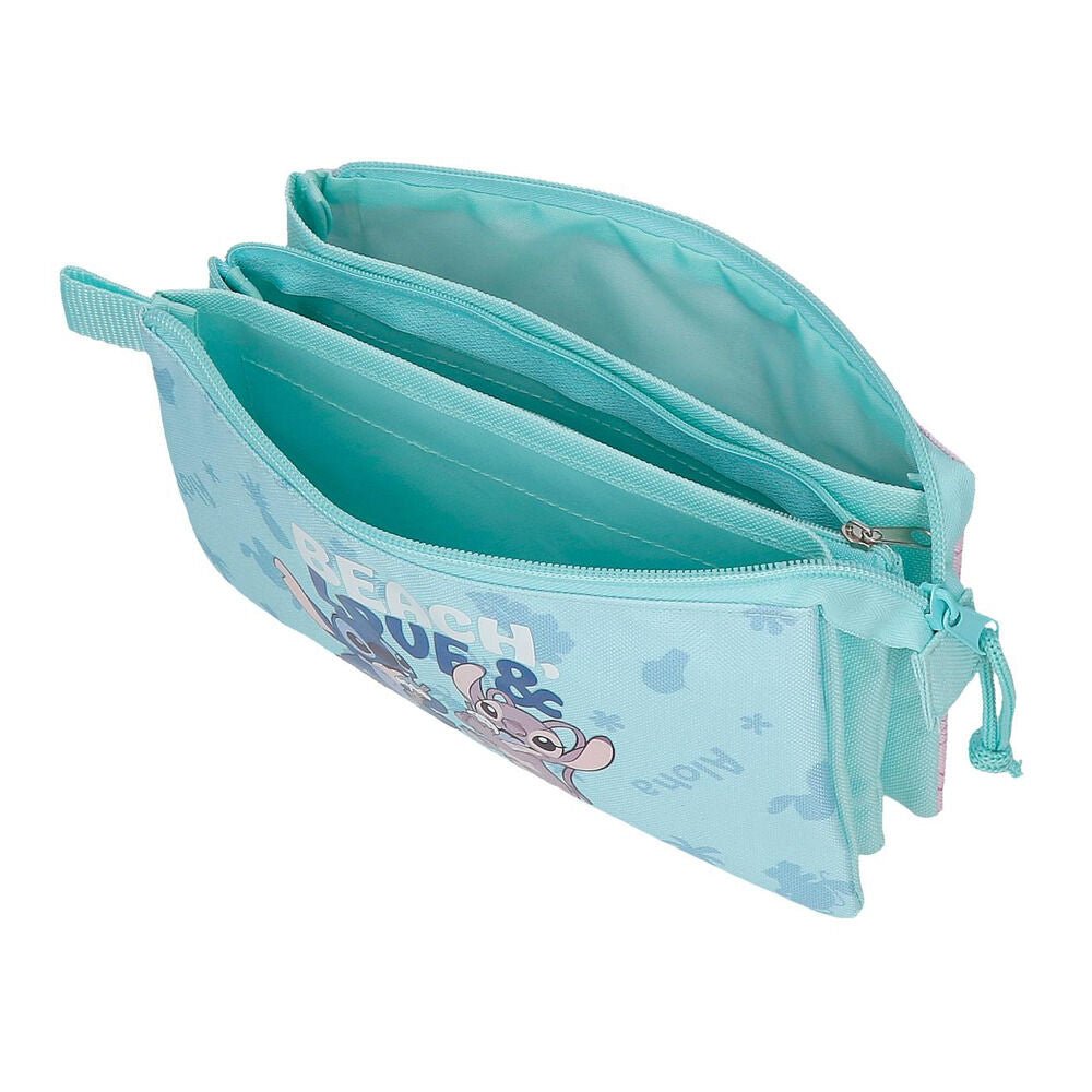 Estojo triplo Beach & Love Stitch Disney